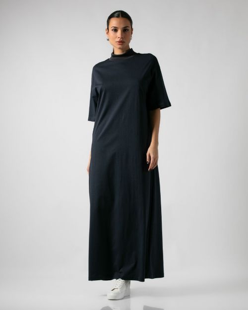 Μάξι φόρεμα βαμβακέρο με ριπ λουπέτο nazaire-ΑΝΘΡΑΚΙ